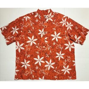 Reyn Spooner Elvis Presley Mens XXL Hawaiian Shirt Orange Floral Cotton Japan